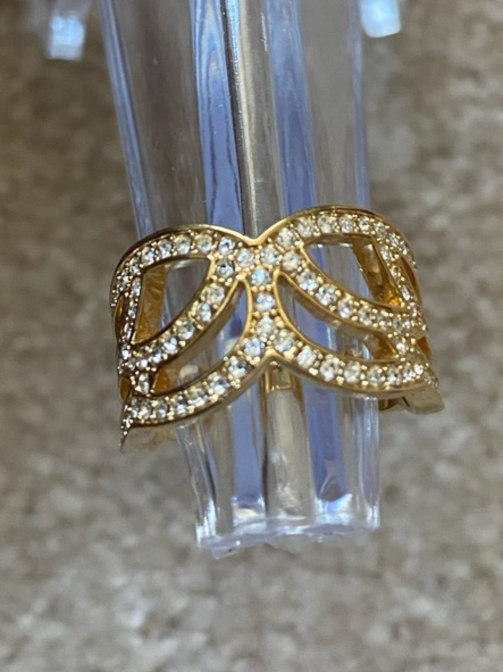 Swarovski Gold Openwork Pavé Crystal Ring